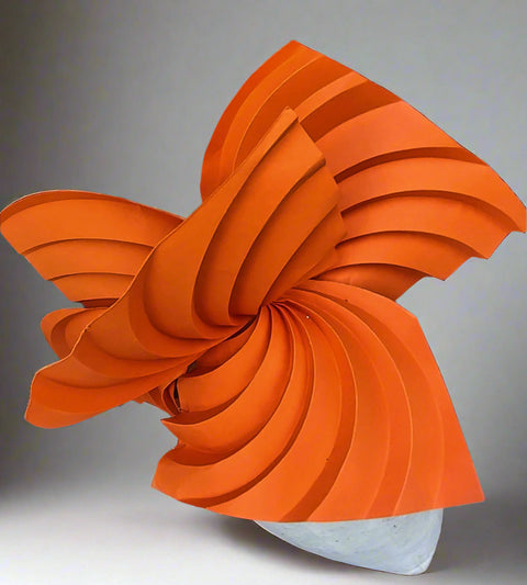 orange spiral filed sculpture hat LIna Stein