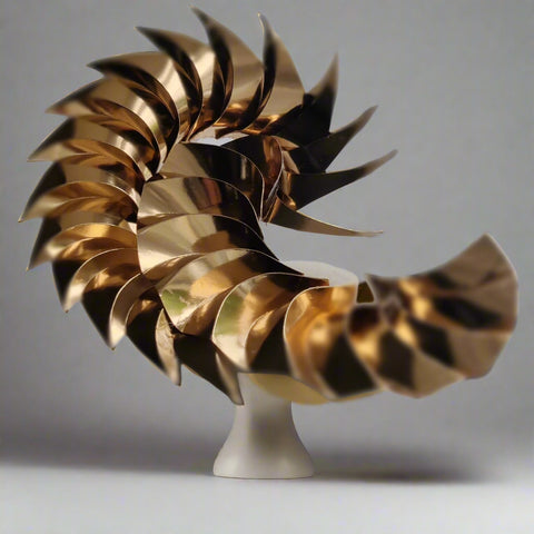 Curved folded golden headpiece Lina Stein