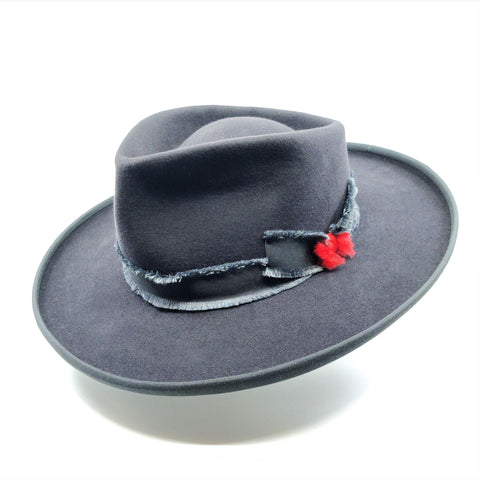Lina Stein Fedora felt hat flat brim tall crown