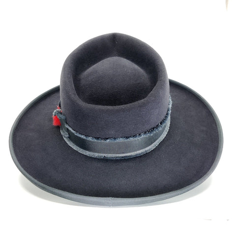 Lina Stein Fedora felt hat flat brim tall crown. Rear view