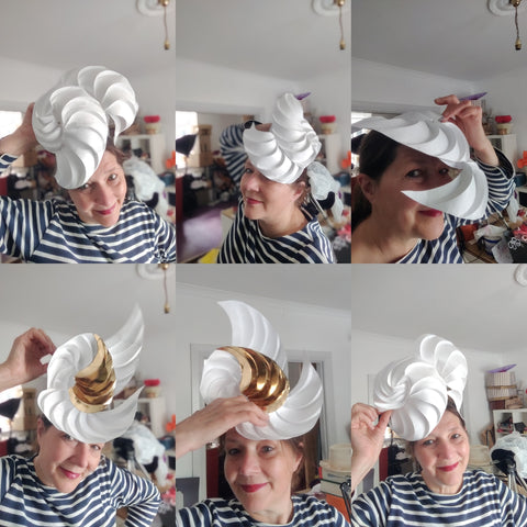 White cloud folded headpiece Lina stein