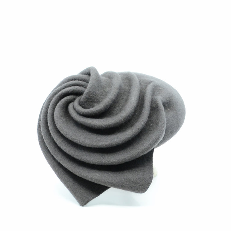 Lina Stein Swirled felt beret grey. Hand made in Ireland