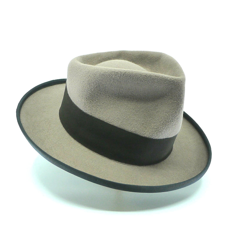 Lina Stein Stratolina fedora in mink with pencil edge brim Right-side view