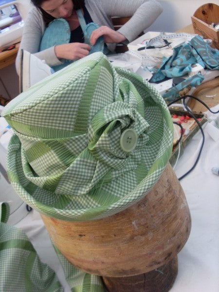 COUTURE MILLINERY - Bespoke fabric covered Perchers & Silk flower Making